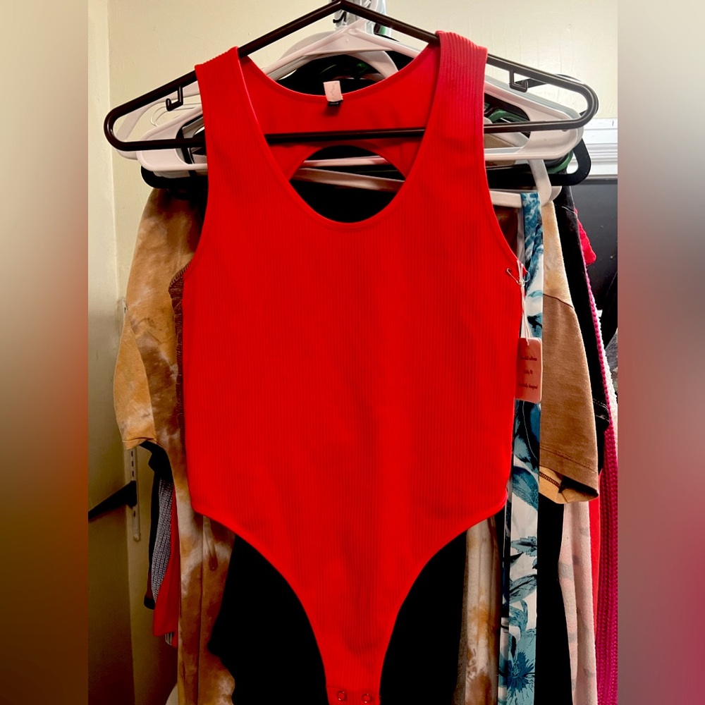 Red Open Back Bodysuit M/L
